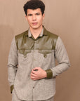Olive & Leather Shirt