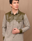 Olive & Leather Shirt
