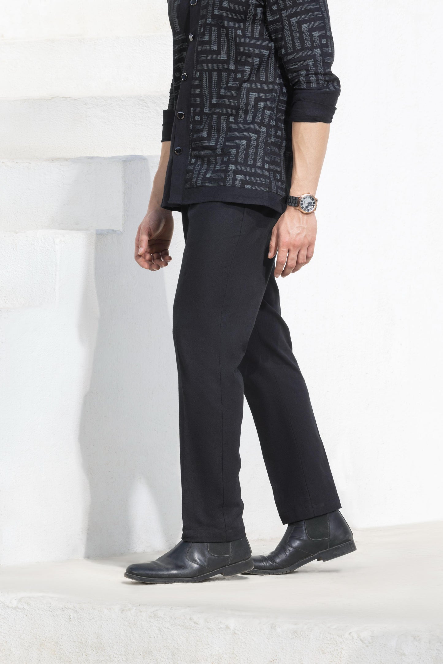 Onyx Linen Ensemble Cut And Sew Shirt