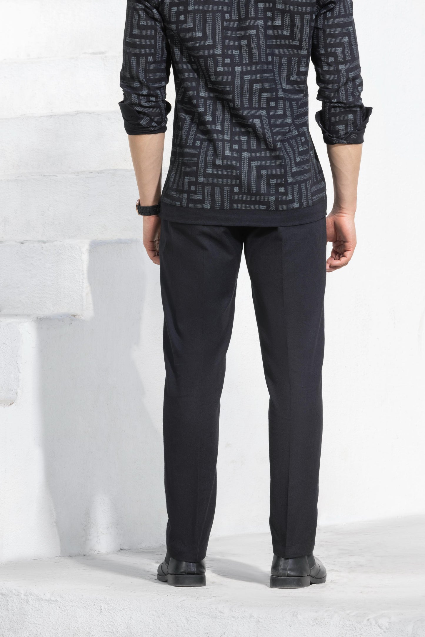 Onyx Linen Ensemble Cut And Sew Shirt