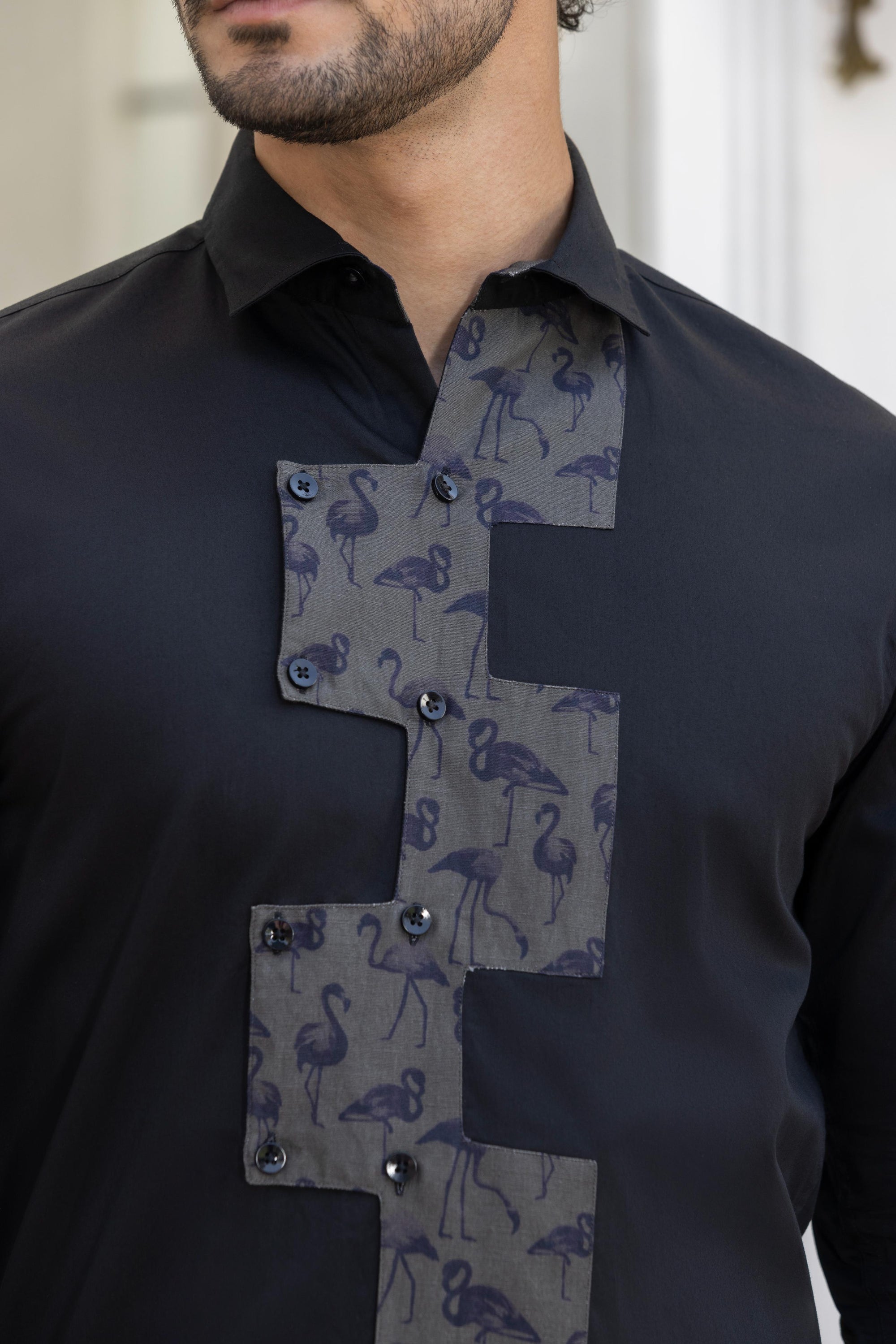 Urbance Elegance Cut And Sew Shirt