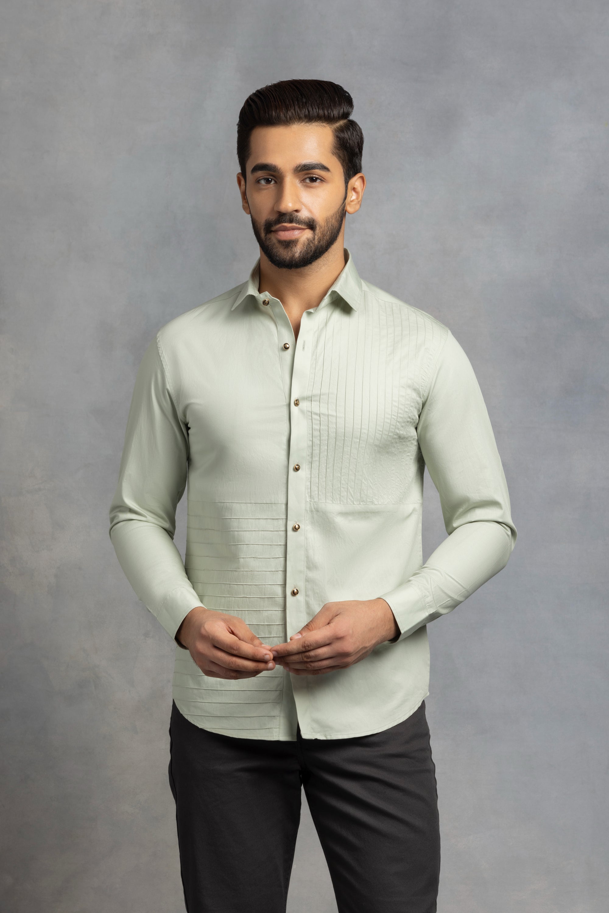 Precision Pin Tuck Cut And Sew Shirt