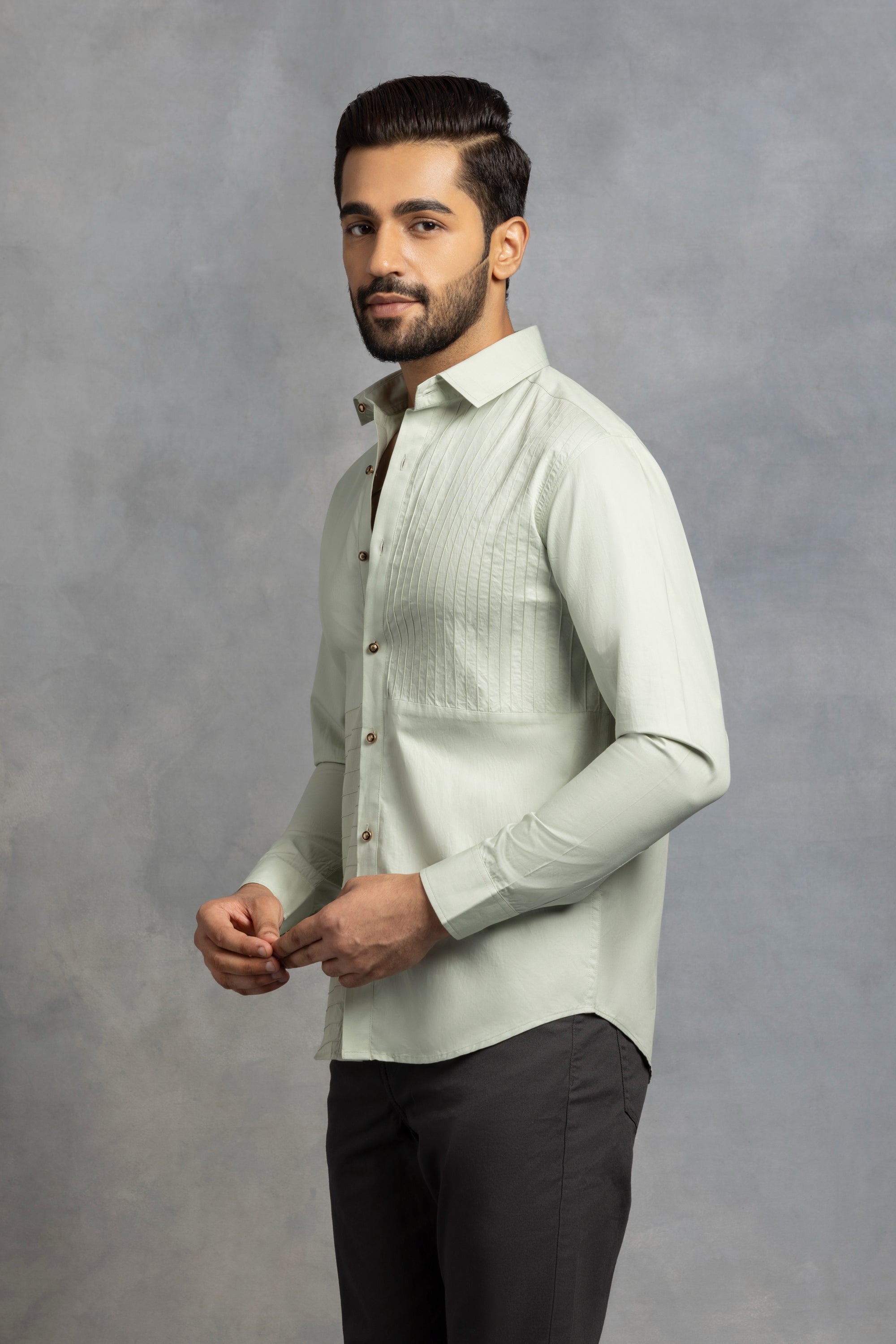 Precision Pin Tuck Cut And Sew Shirt
