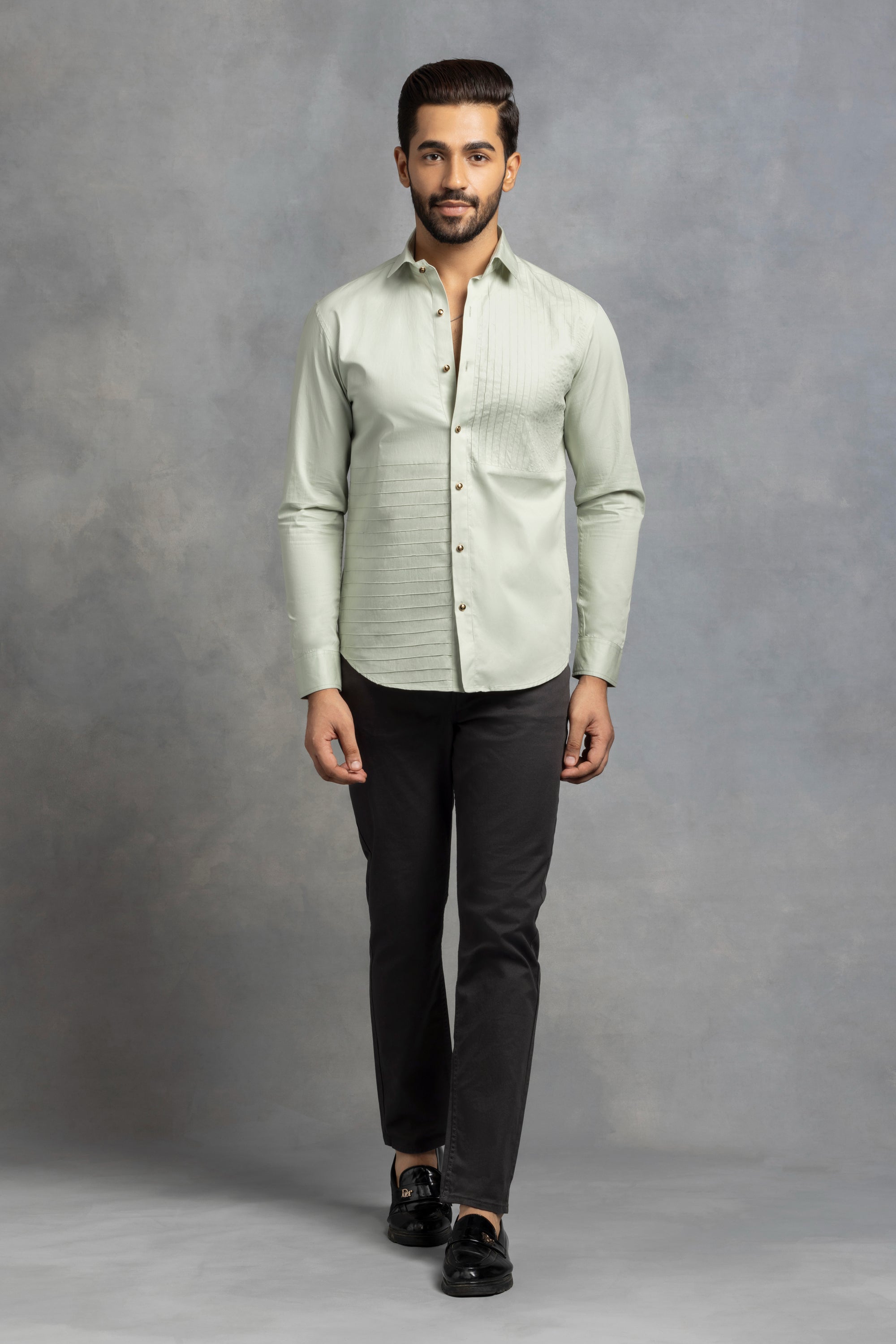 Precision Pin Tuck Cut And Sew Shirt