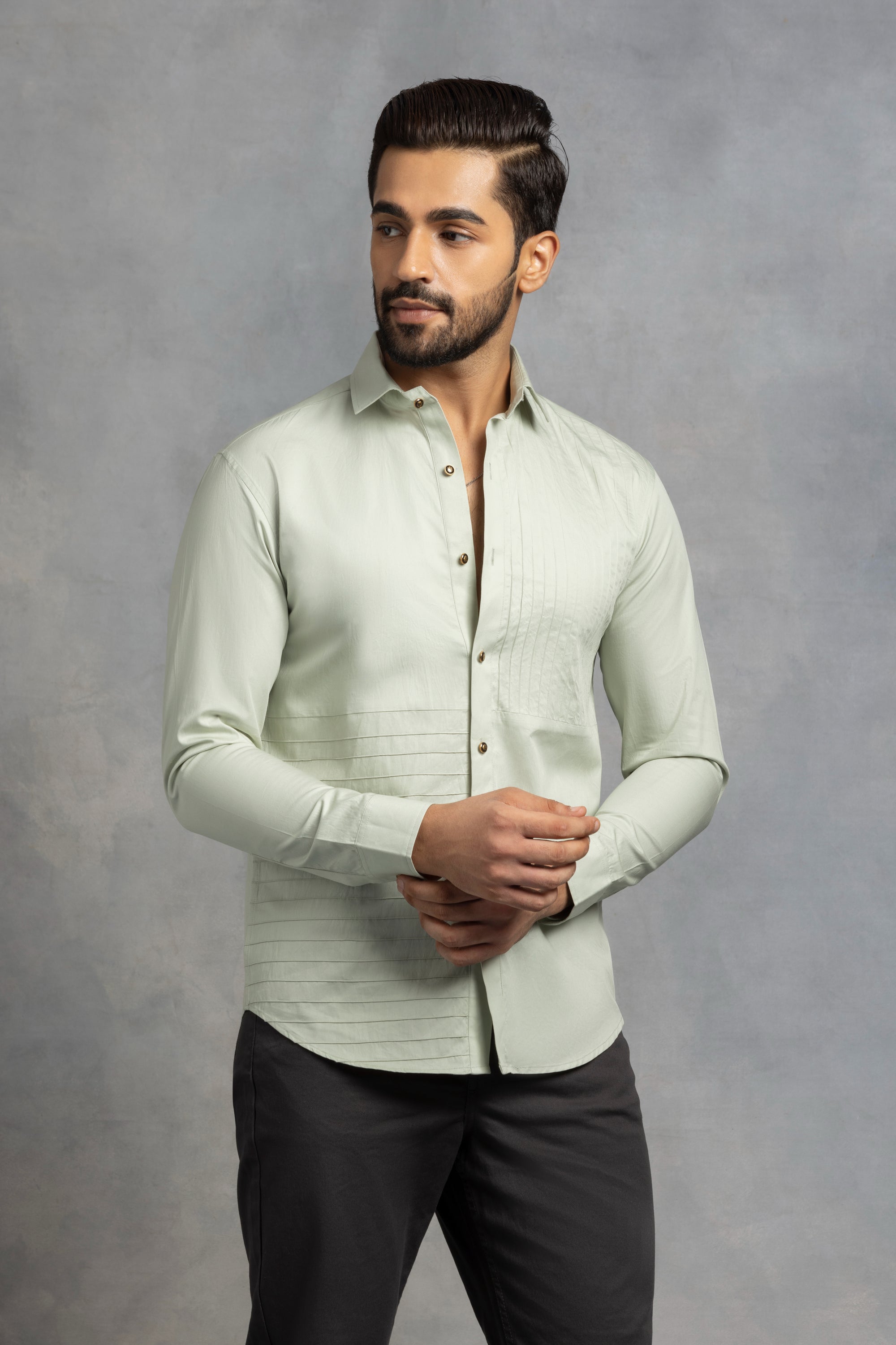 Precision Pin Tuck Cut And Sew Shirt