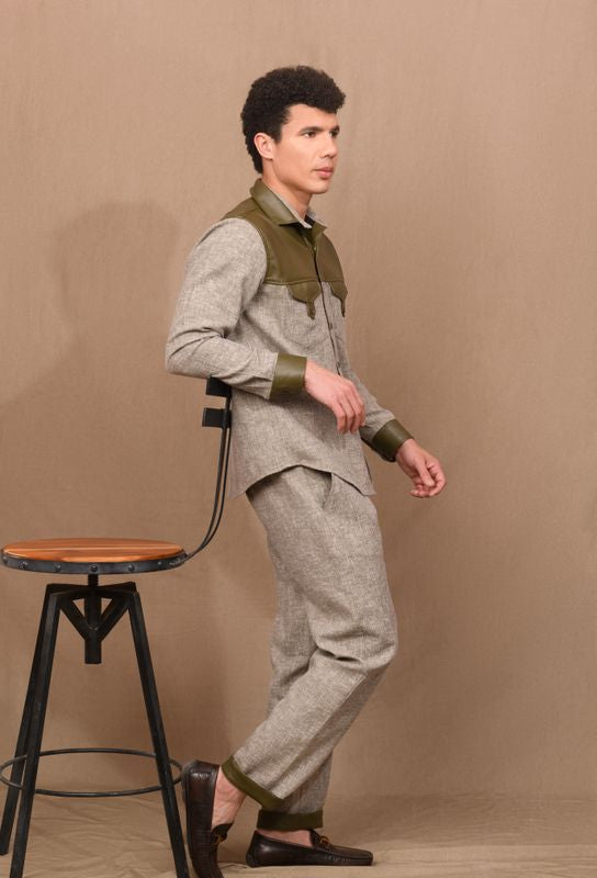 Olive &amp; Leather Shirt