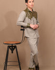 Olive & Leather Shirt