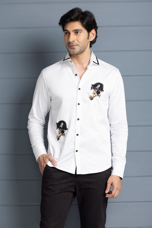 Pirates of Sazvit Shirt - White - Embroidered Shirts