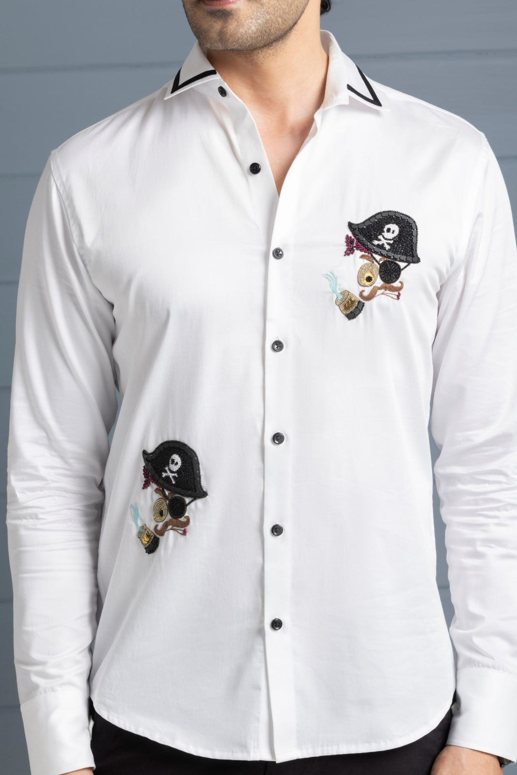 Pirates of Sazvit Shirt - White - Embroidered Shirts