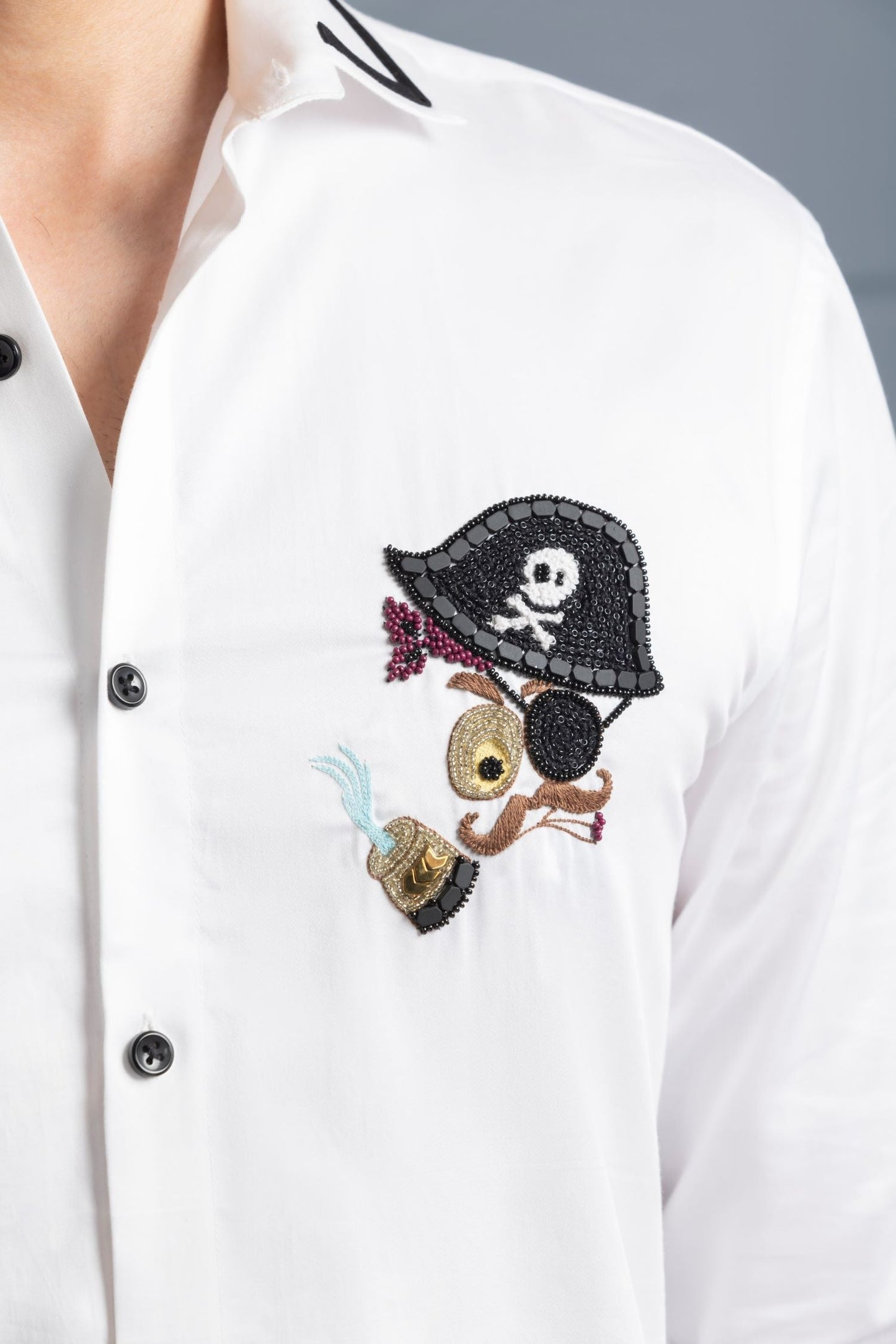 Pirates of Sazvit Shirt - White - Embroidered Shirts