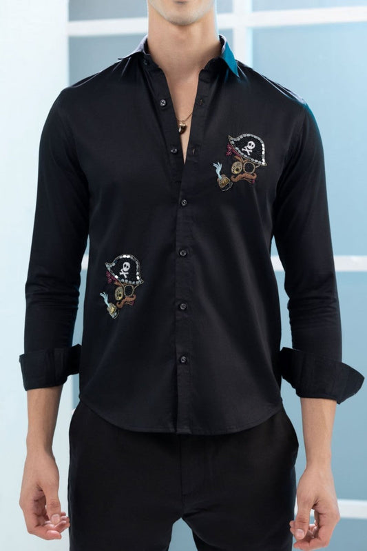 Pirates of Sazvit Shirt - Black - Embroidered Shirts