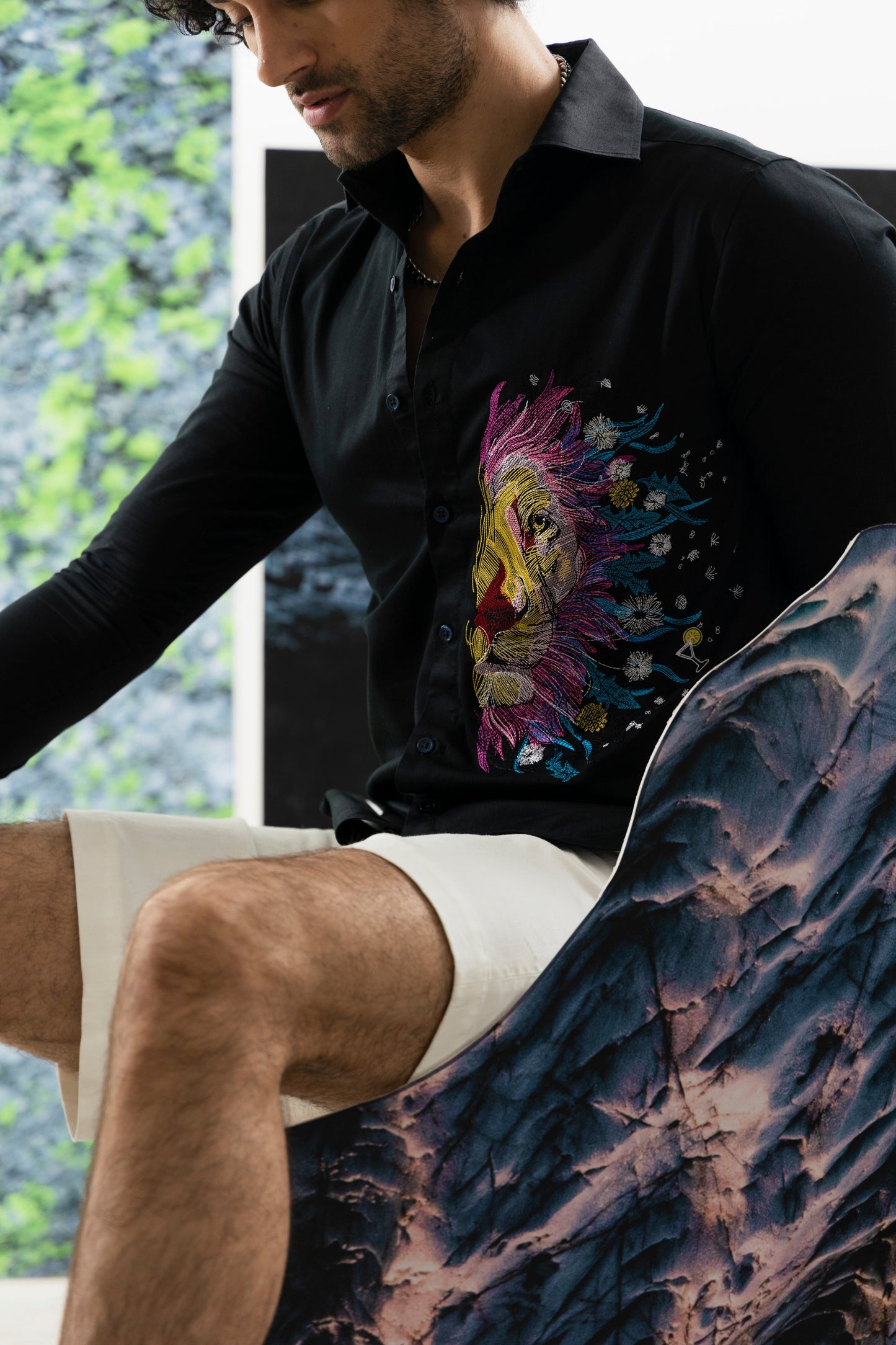 Abstract Lion  - Embroidered Shirts