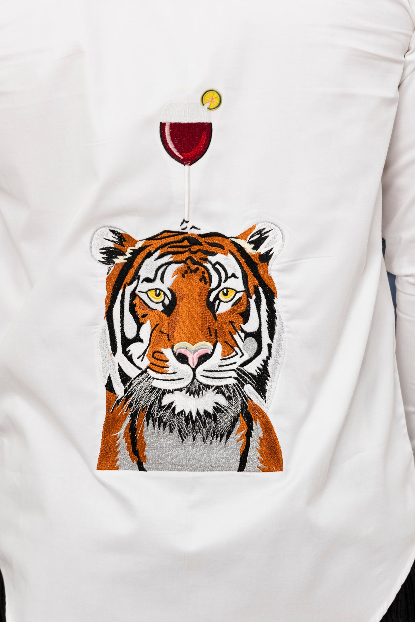 Tiger with a Glass shirt - Embroidered Shirts