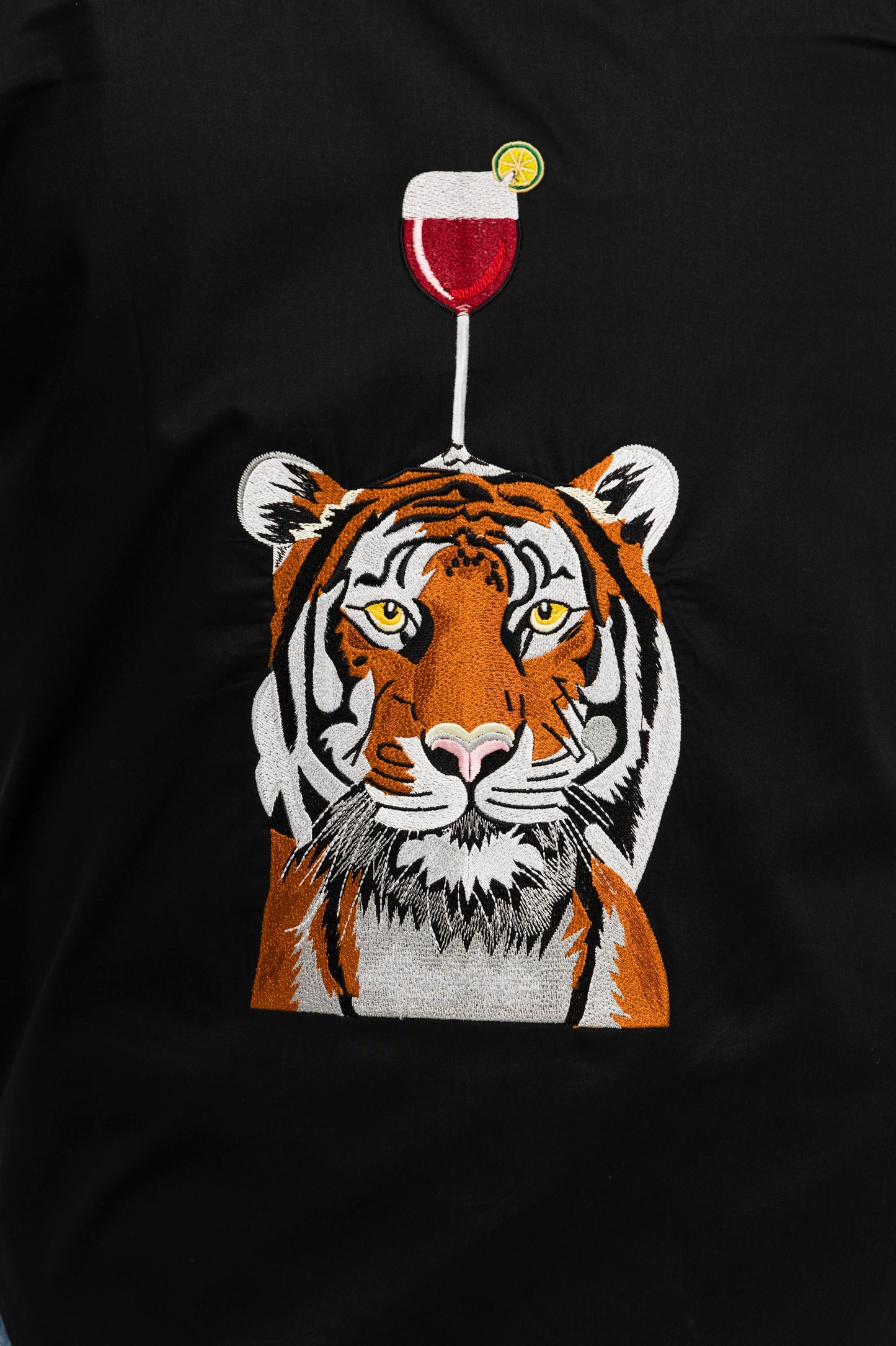 Tiger with a Glass shirt - Embroidered Shirts