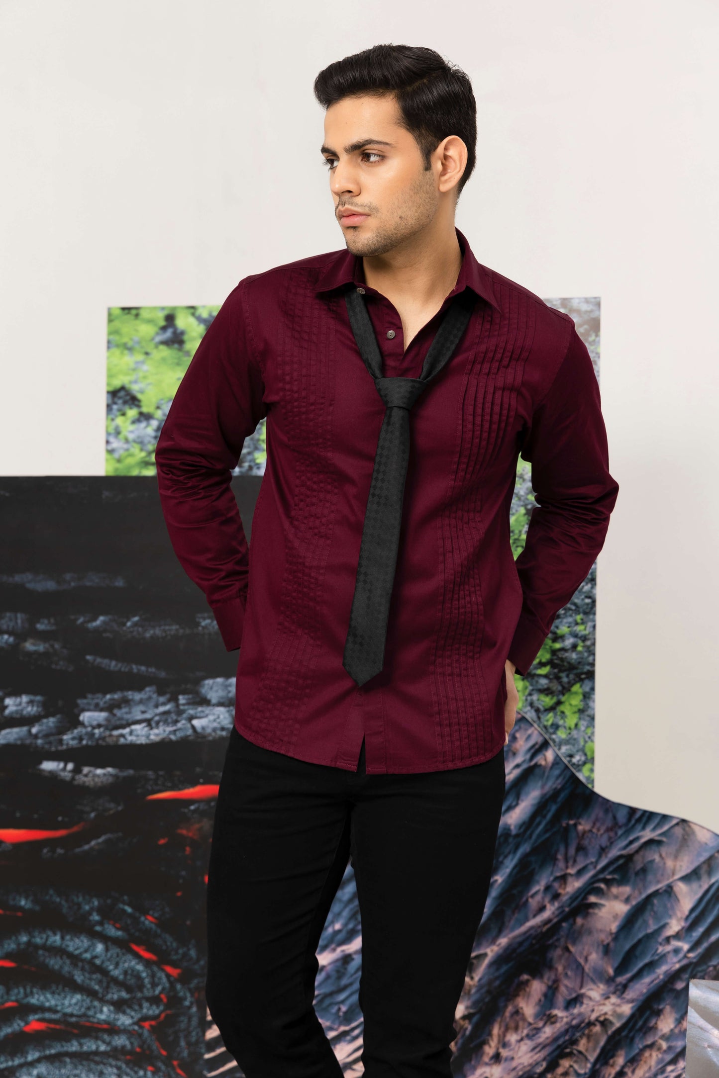 Straight Line Pin Tuck Shirt